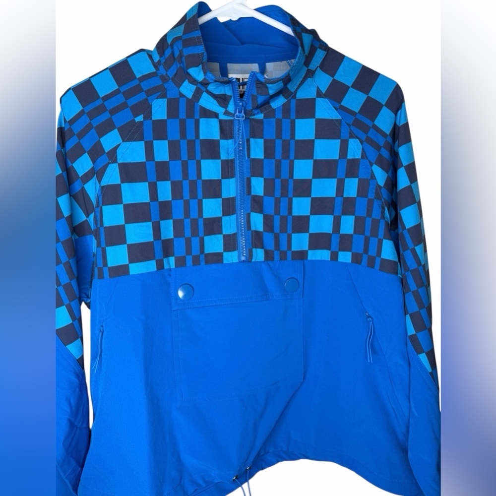 Beach Riot Atticus Pullover In Imperial Blue Check Size Medium Windbreaker - Picture 8 of 11